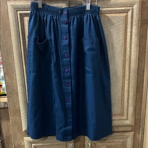 G by Guess Dark Blue Midi Skirt with Purple Buttons